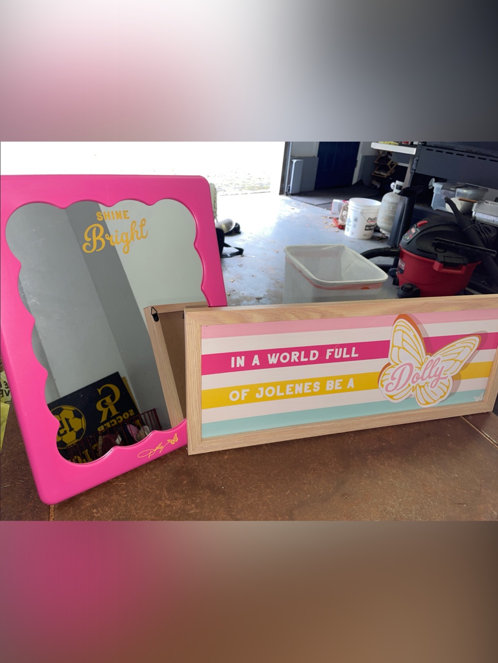 Dolly Parton Pink Scalloped 'Shine Bright' Wall Mirror & wall art